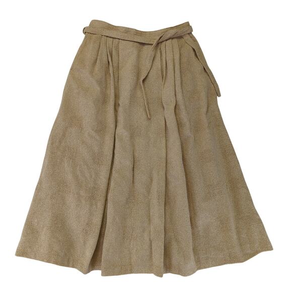 Vintage Westerland Skirt Burlap Midi Loose A-line Pleated Belted Women's Size‎ 6 - Picture 1 of 8